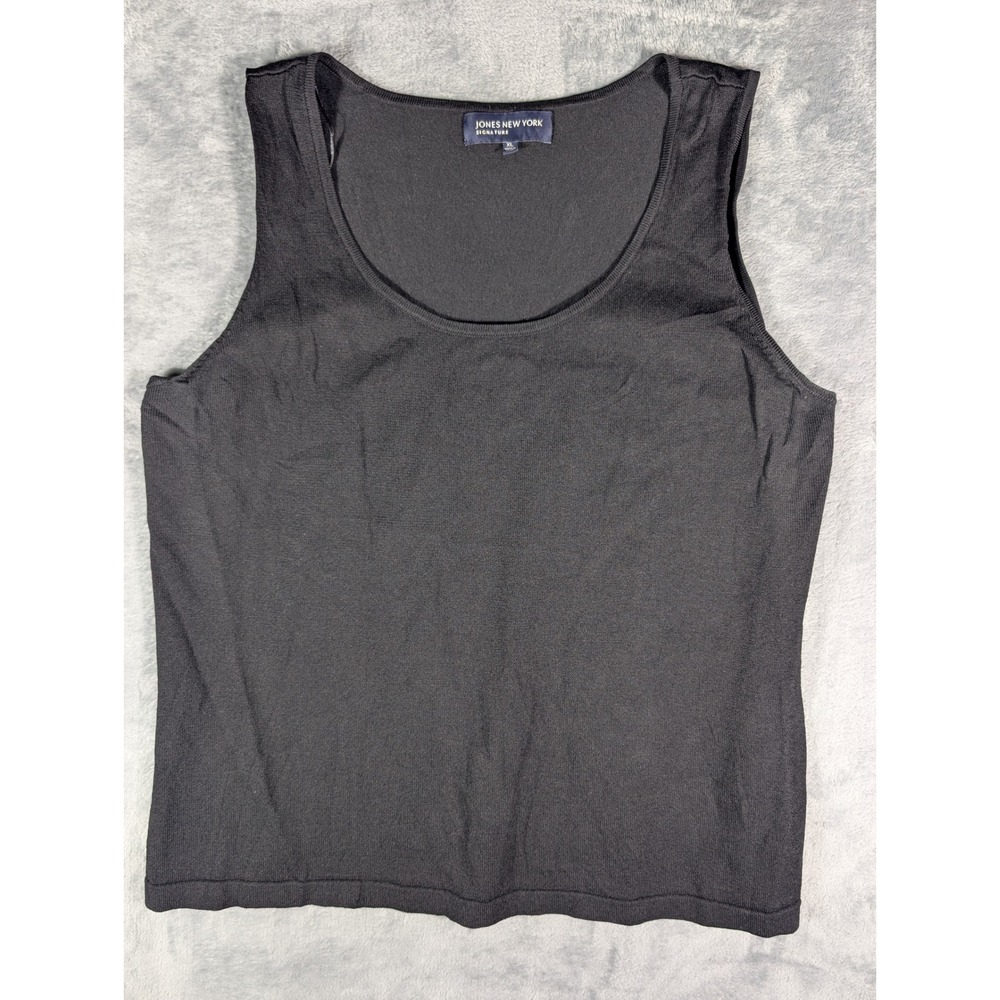 Jones New York Signature Womens Black Scoop Neck Knit Shell Sleeveless Top XL